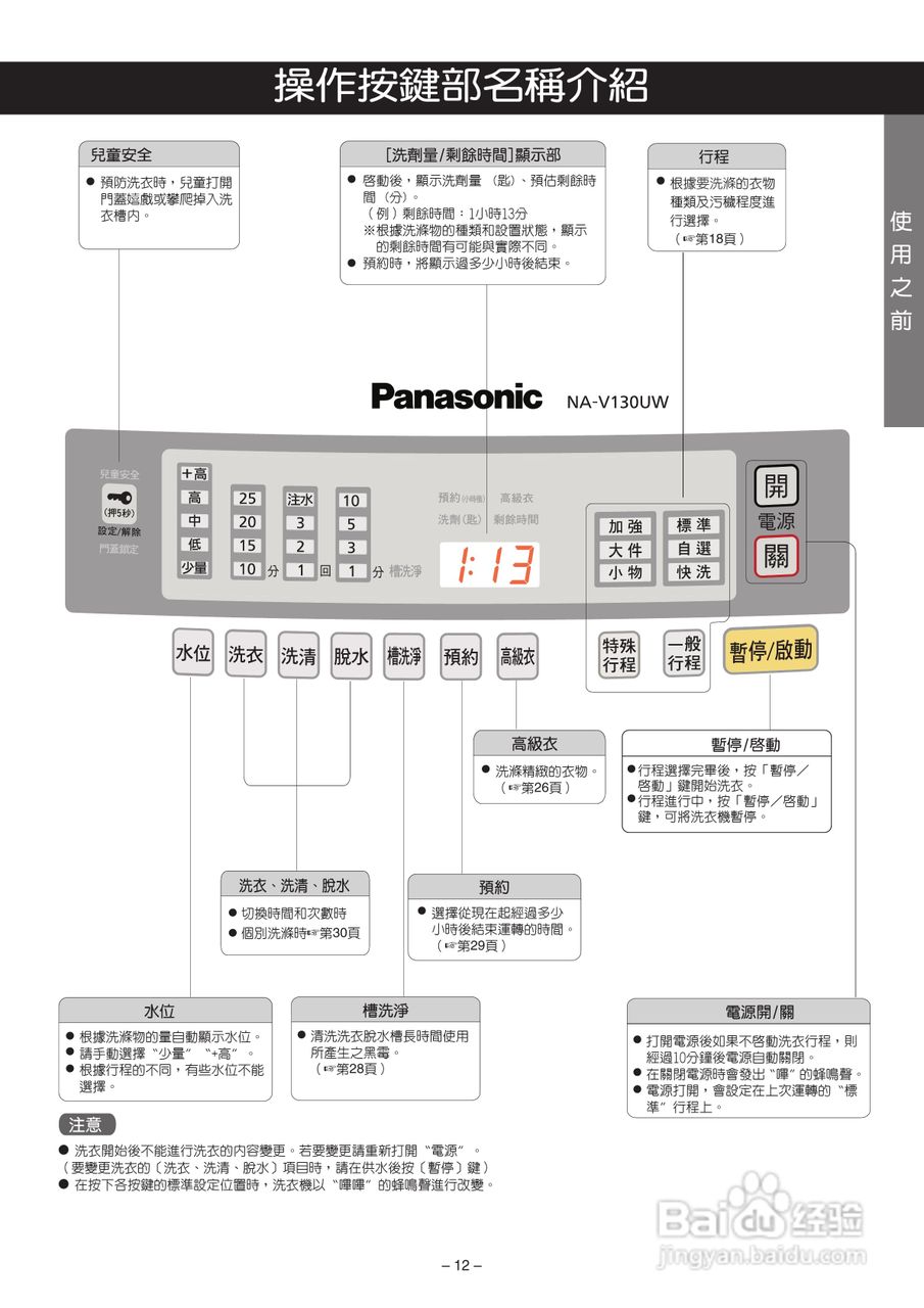 松下NA-V130UW洗衣机使用说明书:[2]