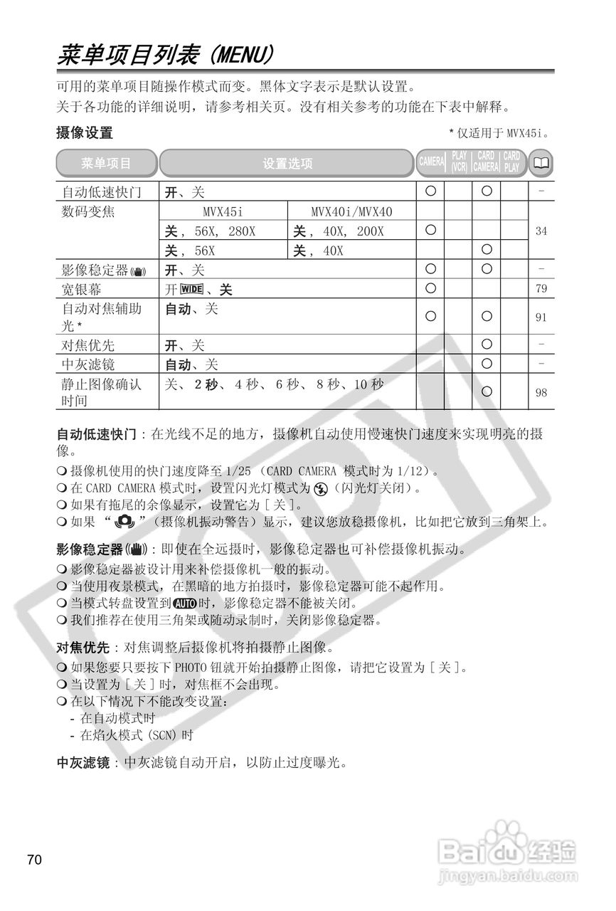 佳能MVX40数码摄像机使用说明书:[7]
