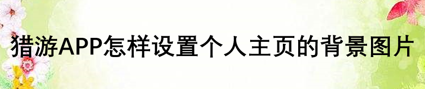 猎游APP怎样设置个人主页的背景图片