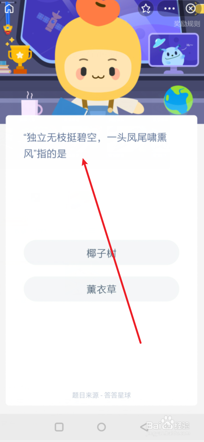蚂蚁新村独立无枝挺碧空一头凤尾啸熏风答案