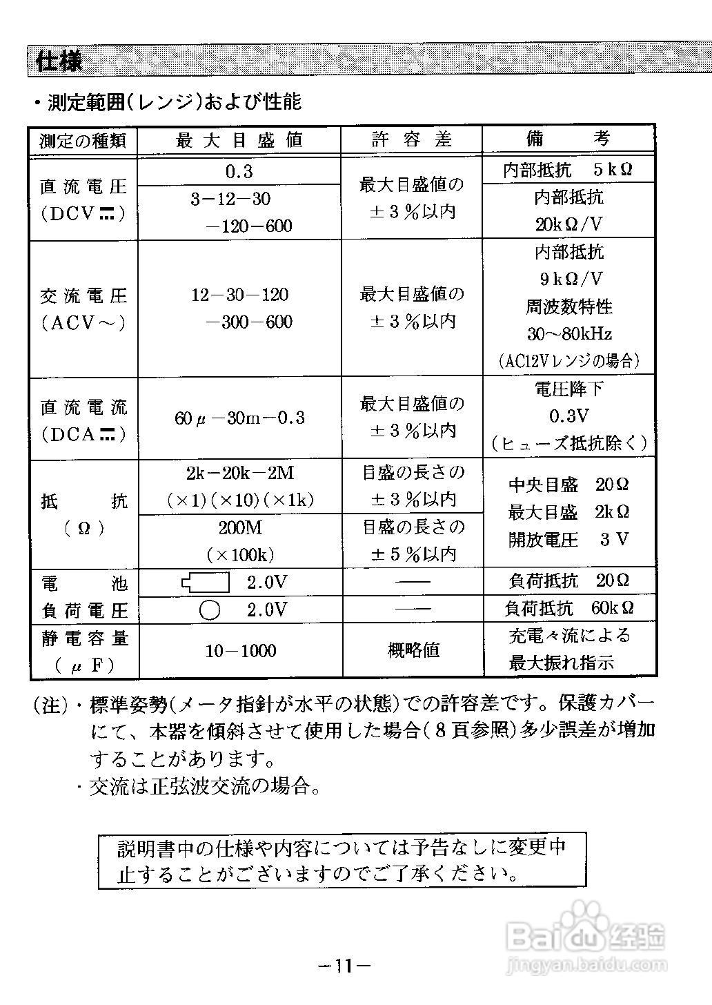 日本三和Sanwa模拟式万用表SP18D说明书:[2]