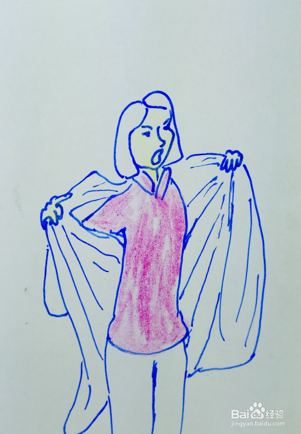 怎样画儿童简笔画抖着大衣的女人？