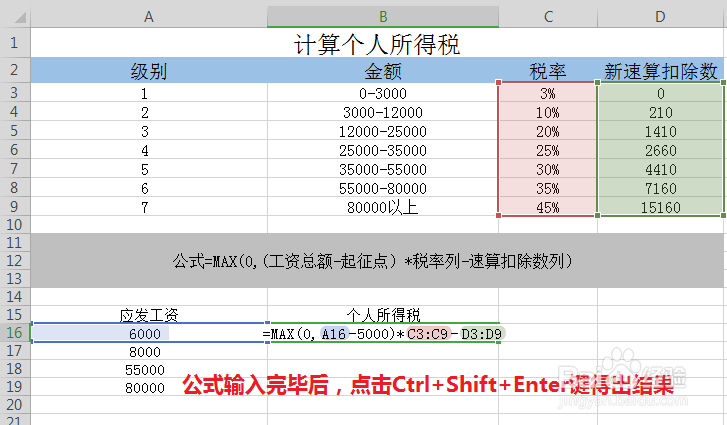 如何用表格计算个人所得税？