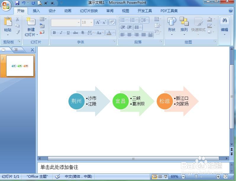 如何在ppt中创建流程箭头