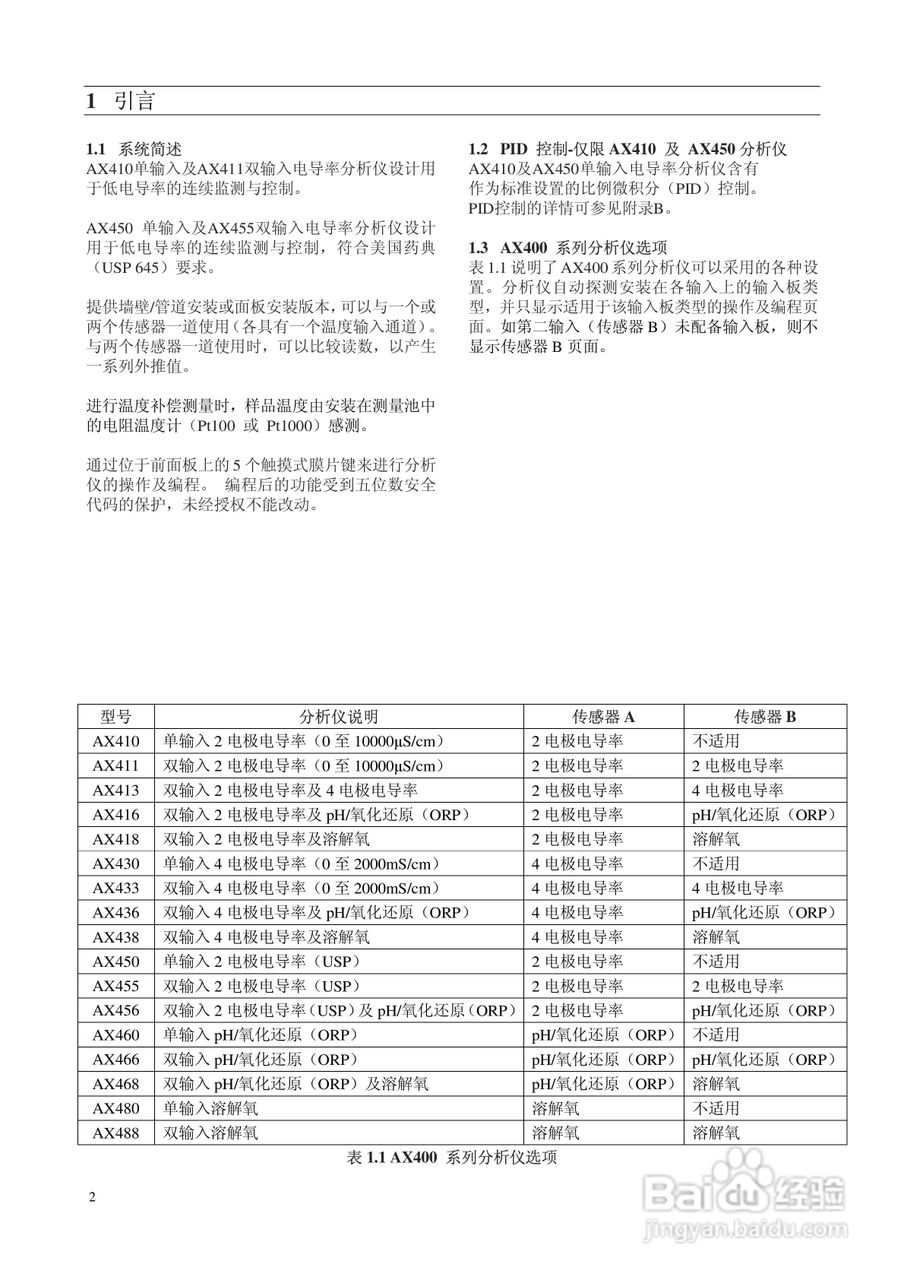 AbbAX400系列电导率分析仪说明书:[1]