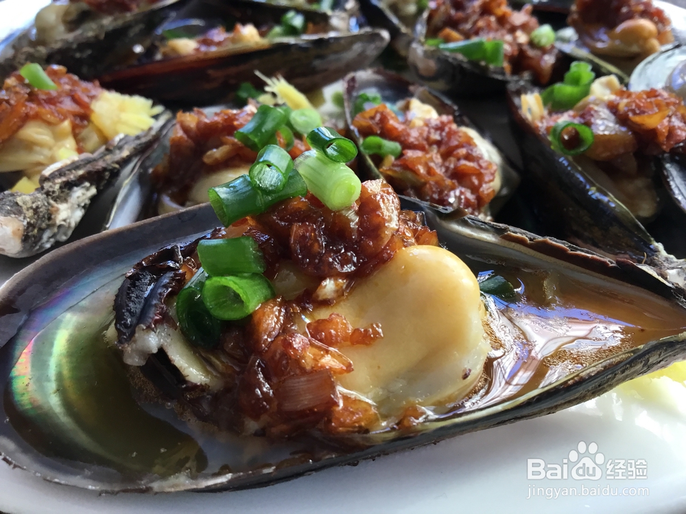 自己做蒜蓉蒸青口贝海鲜美食