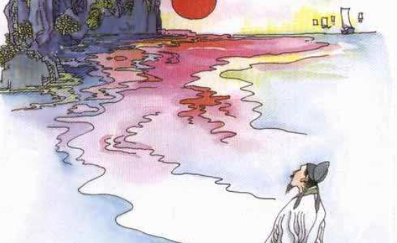 古诗词配画望天门山