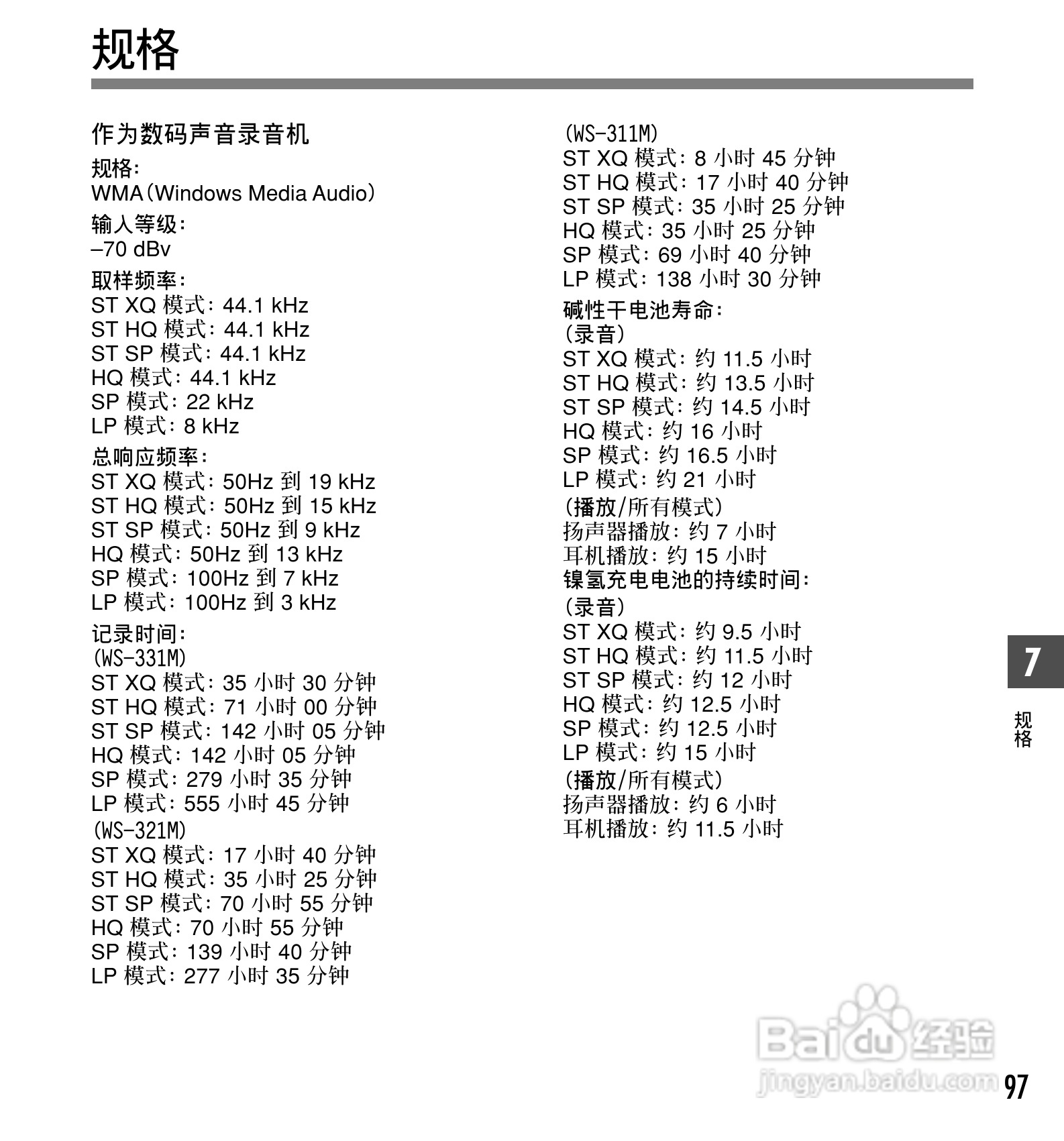 奥林巴斯录音笔WS-321M型使用说明书:[10]