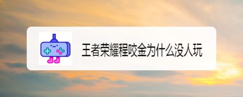 王者荣耀程咬金为什么没人玩