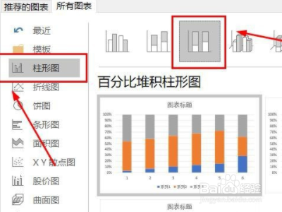 如何在EXCEL图表中把柱形图表现出百分比