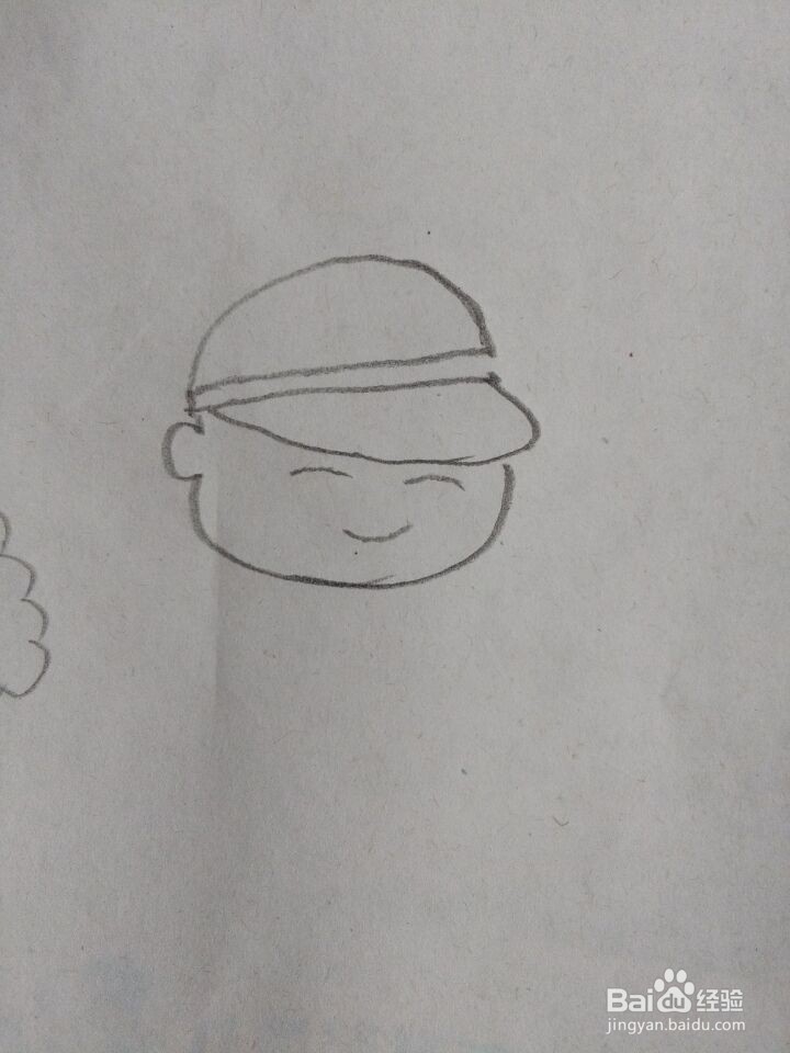 戴帽子小男孩怎么画