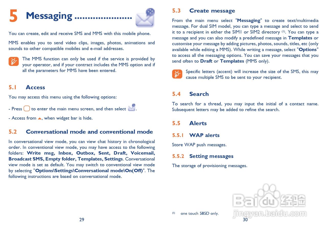 阿尔卡特Onetouch 583手机使用说明书:[2]