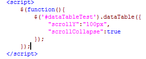 Jquery插件DataTables：[1]scrollCollapse