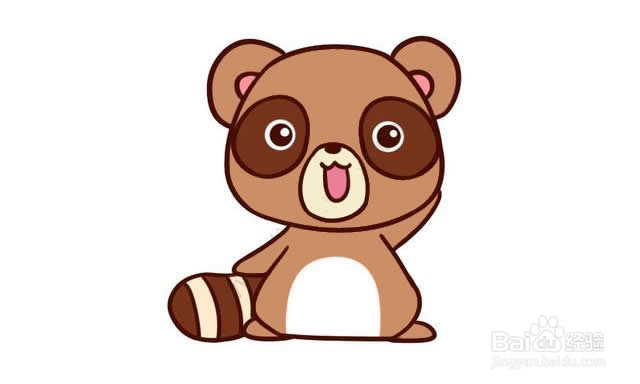 卡通彩色小浣熊的简笔画
