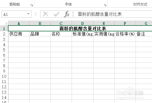 使用Excel怎样创建面粉的肌醇含量对比表?