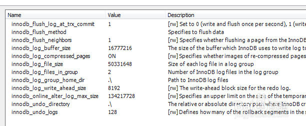 如何使用Workbench查看innodb日志系统变量
