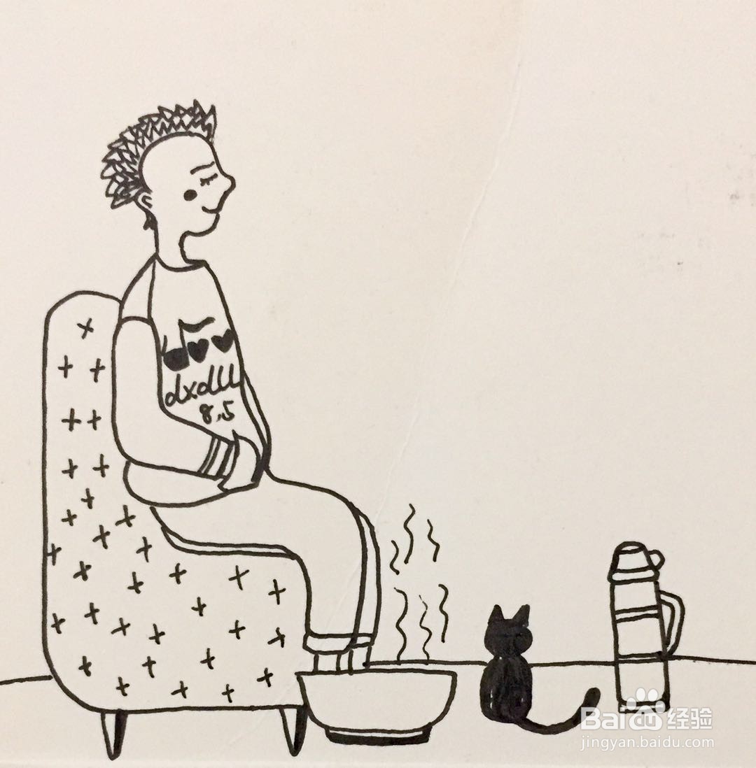 插画教程之泡脚的男人
