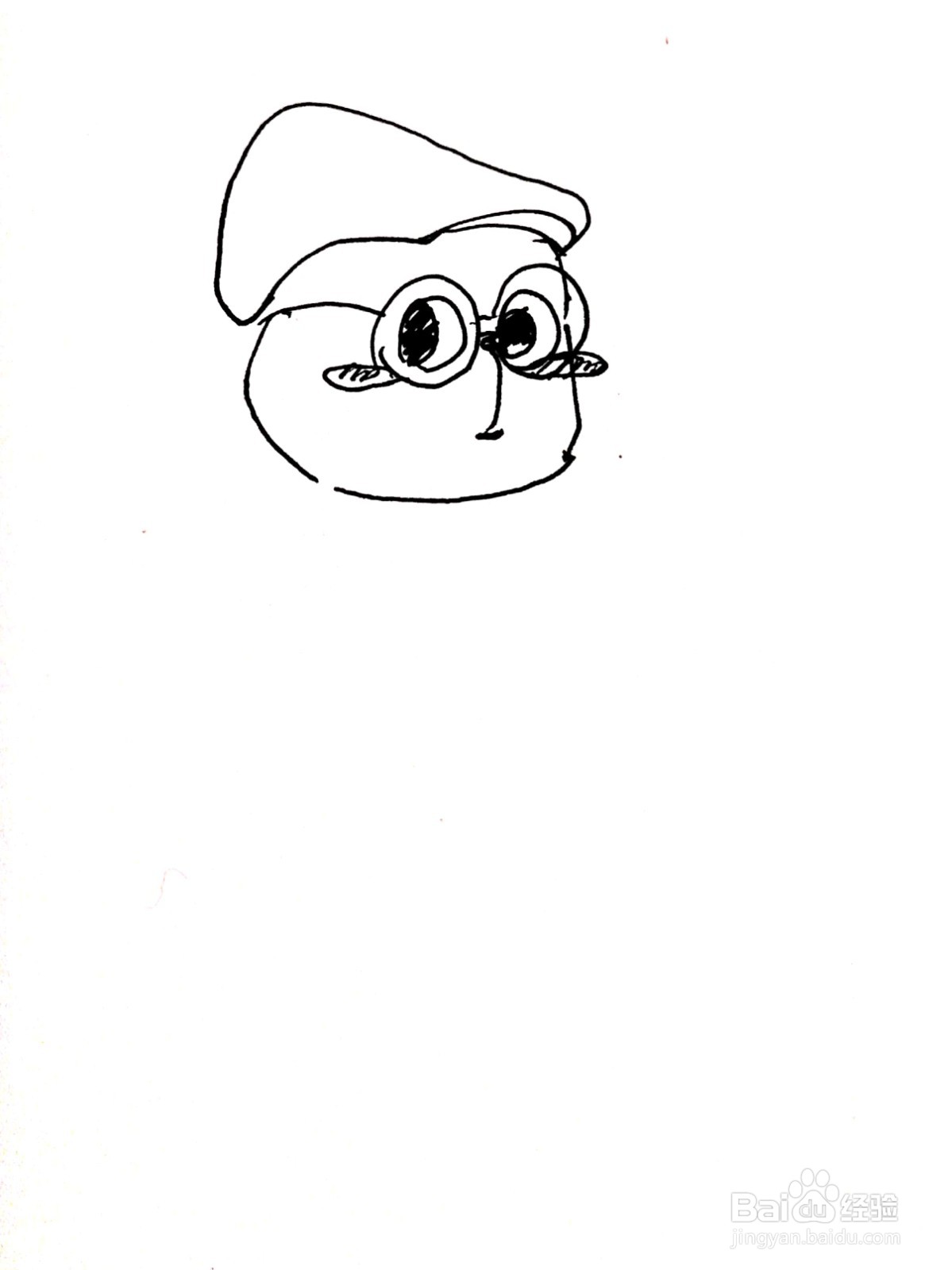 戴着贝雷帽的猫线描画怎么画