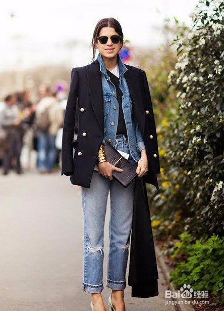 牛仔外套和大衣叠穿