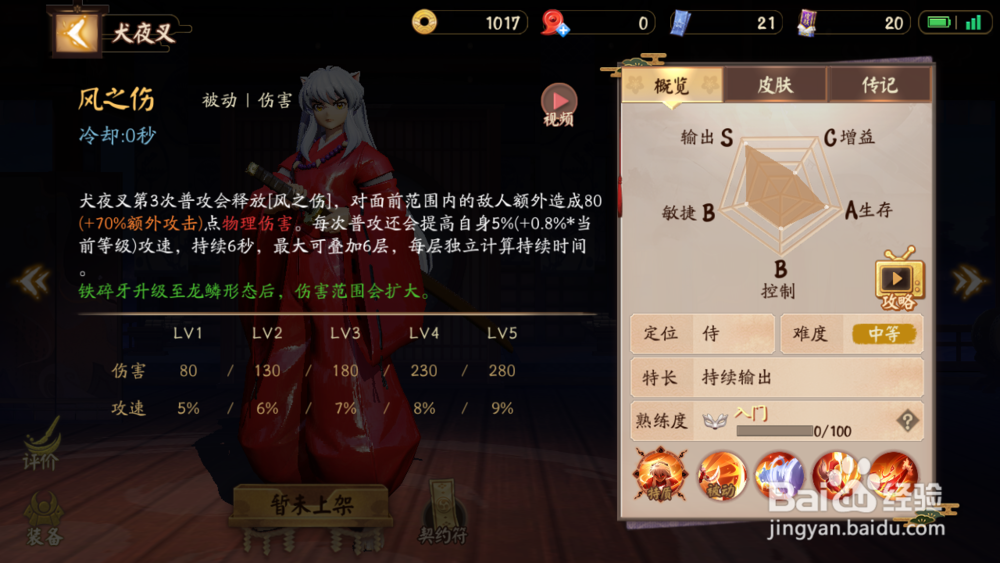 决战平安京SSR式神犬夜叉技能介绍以及加点攻略