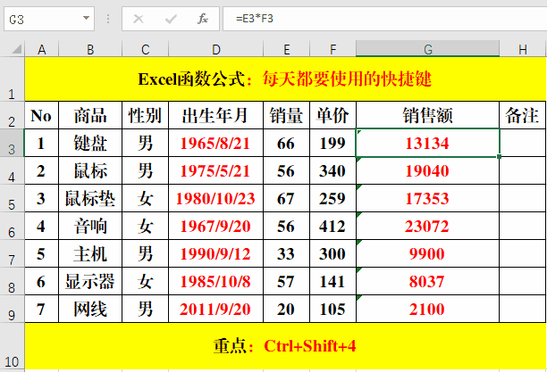 Excel快捷键，每天都要用到，还提高工作效率