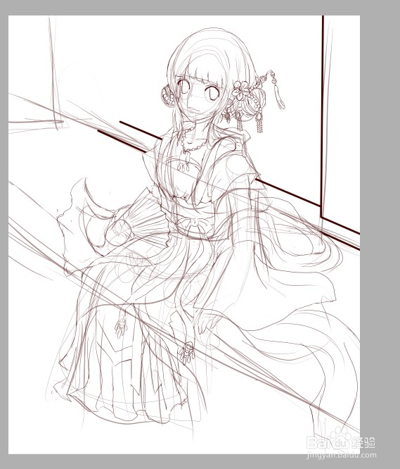 SAI绘画古装全过程 超详细