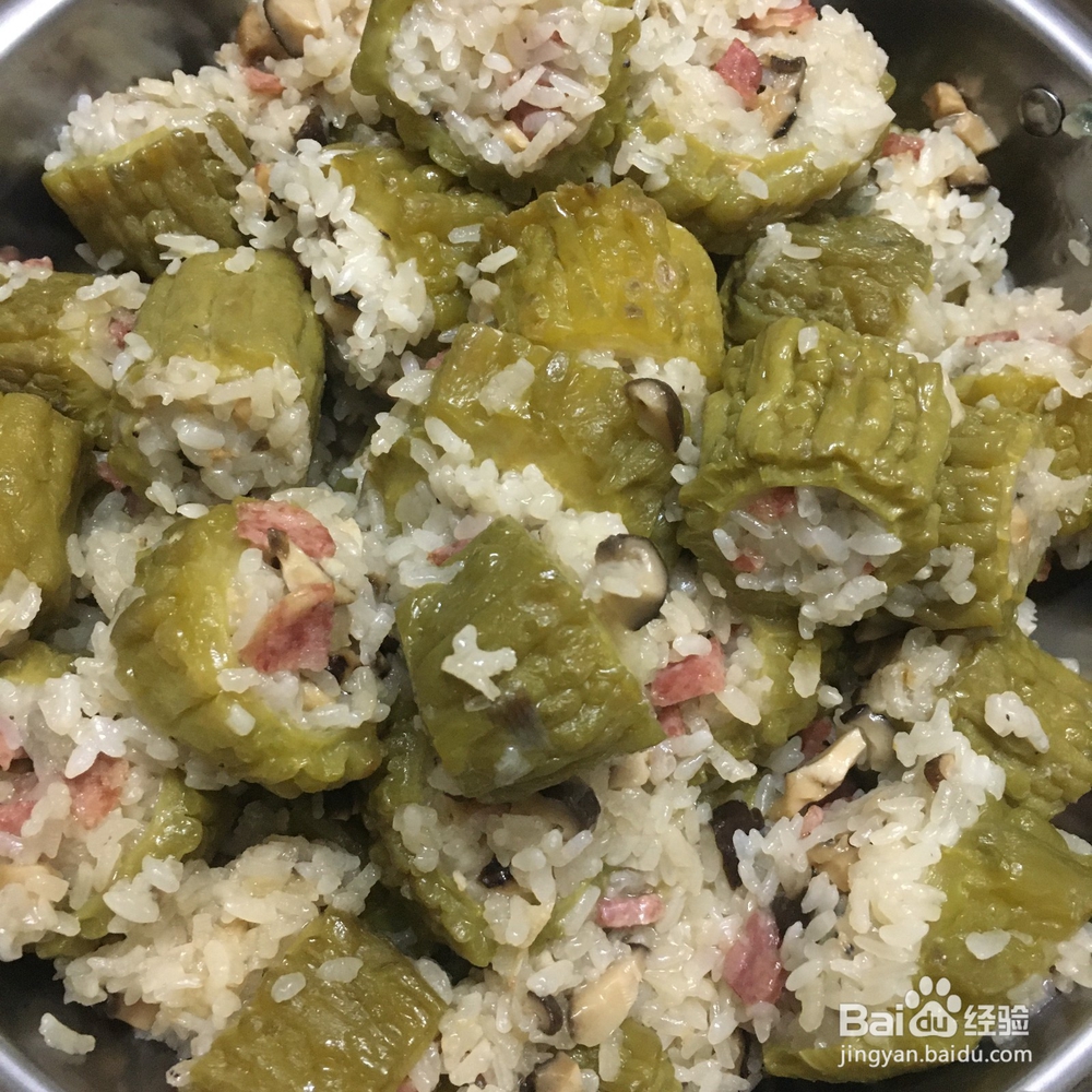 糯米腊肠酿苦瓜怎么做？