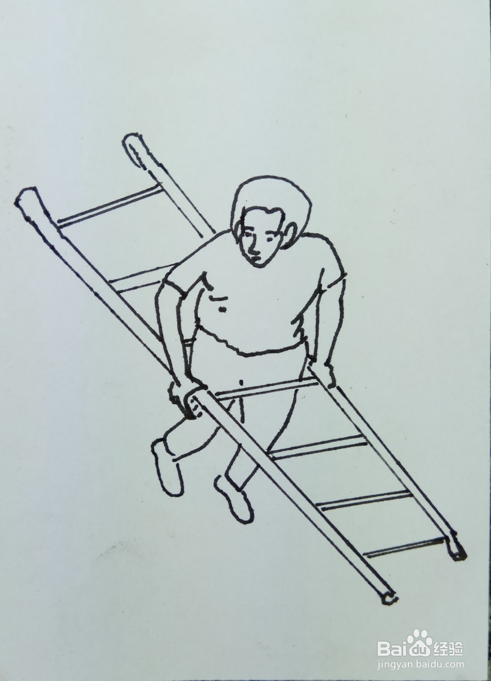 怎样画简笔画搬起一个竹梯子