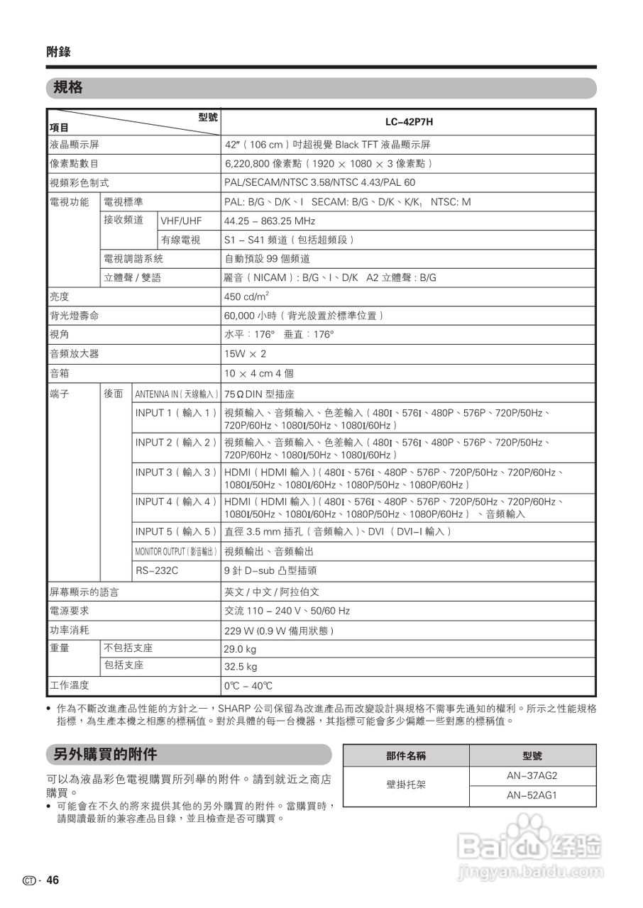声宝LC-42P7H型液晶电视机说明书:[5]