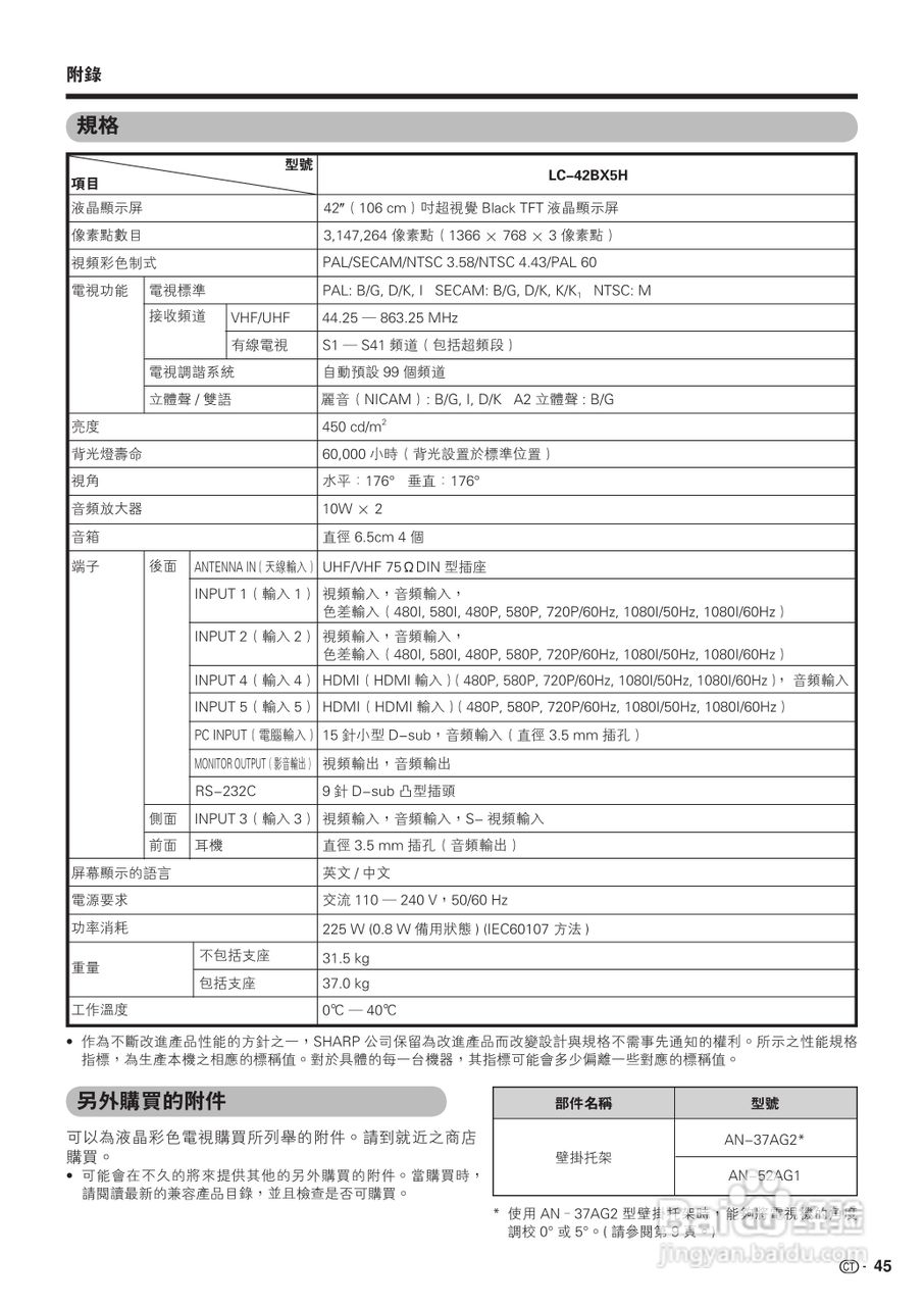 声宝LC-42BX5H型液晶电视机说明书:[5]