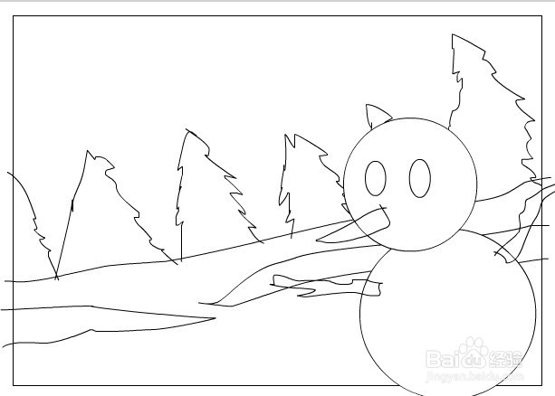 flash绘制一个卡通雪人的场景