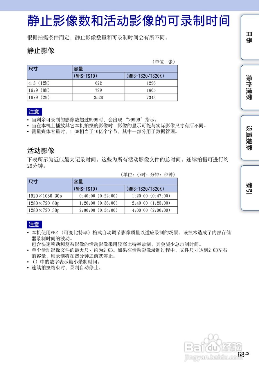 索尼MHS-TS10便携型HD拍摄机使用说明书:[7]