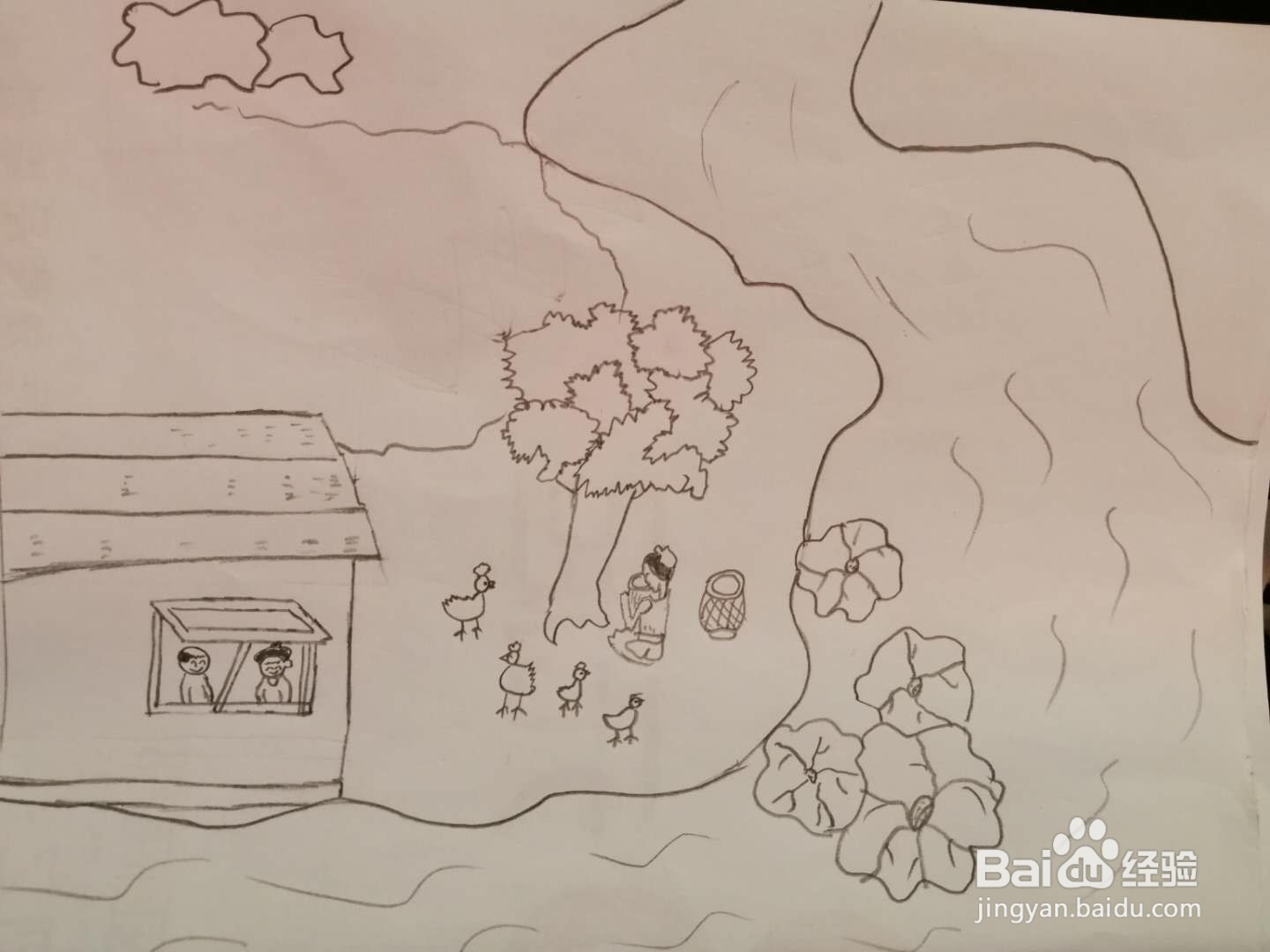 如何用清平乐村居画一幅简笔画