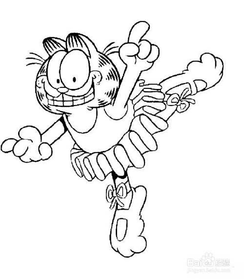 跳芭蕾舞的加菲猫的简笔画