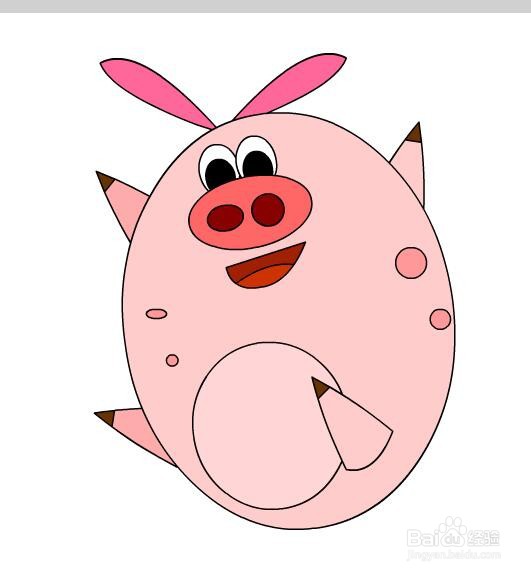 flash绘制一头扁平卡通猪的教程