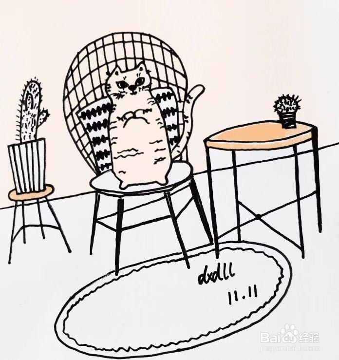 茉莉蜡笔手绘之卖萌猫咪