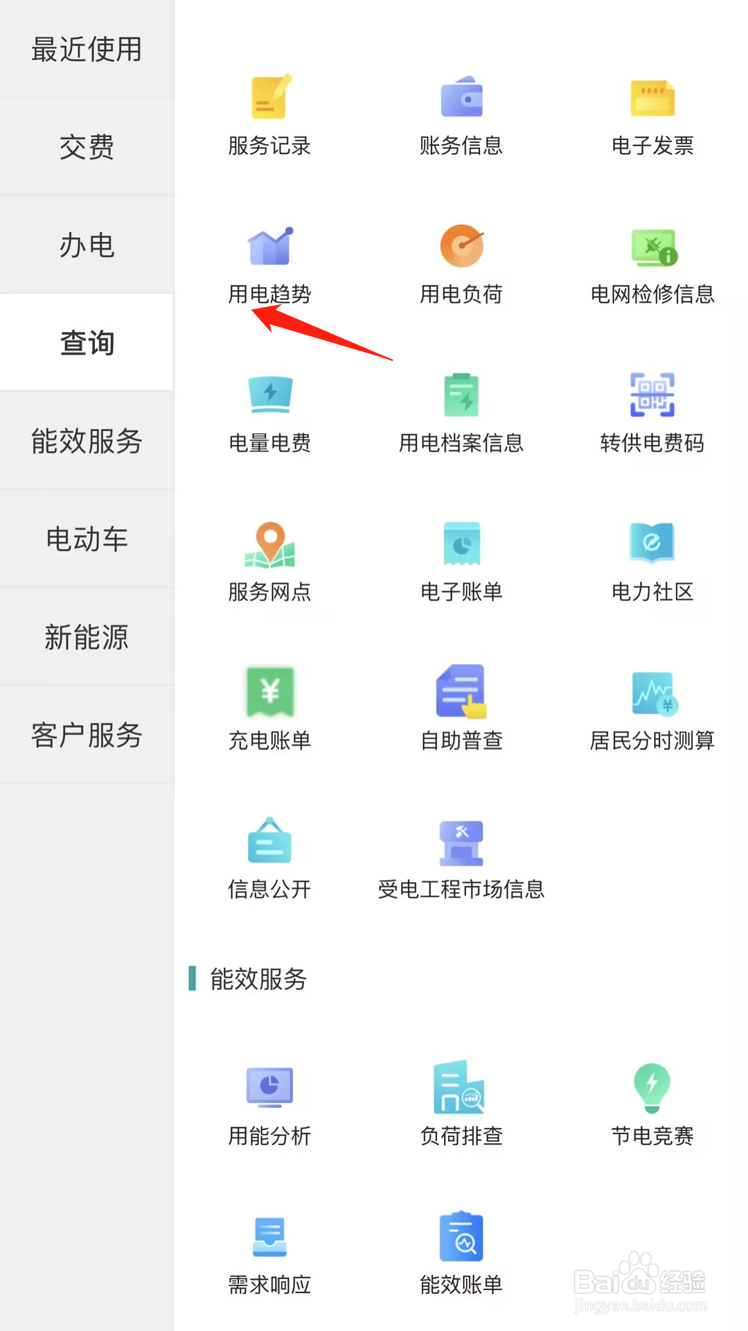 如何在网上国网查看用趋势