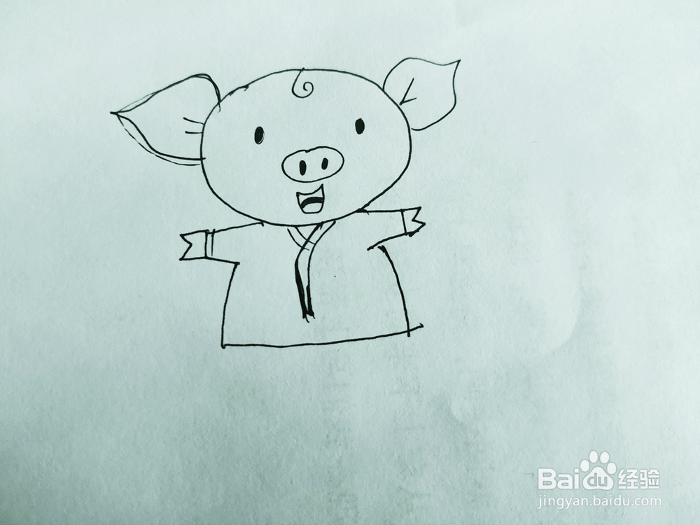 手拿中国结的可爱小猪简笔画怎么画呢？