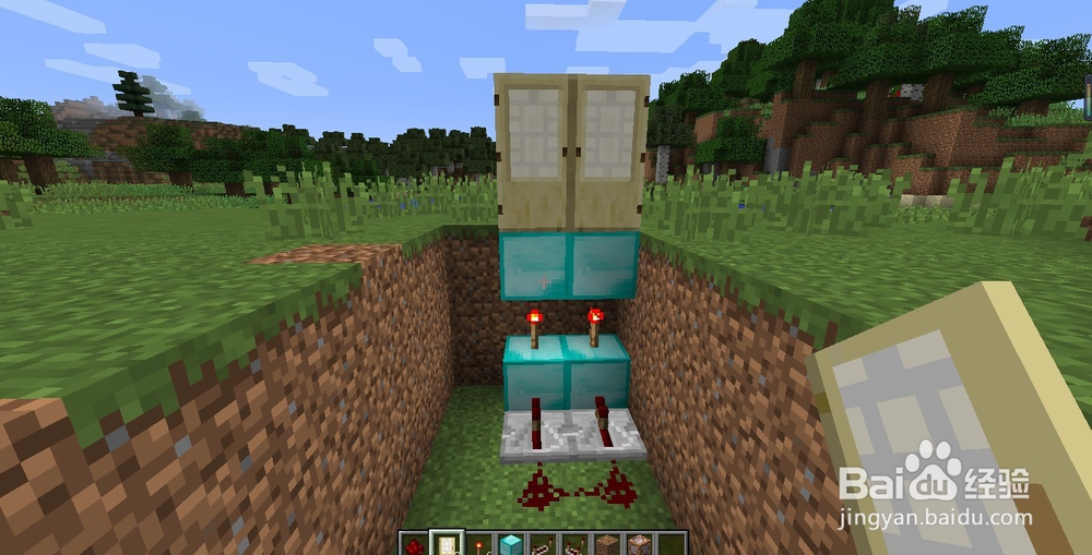 我的世界自动感应门怎么做