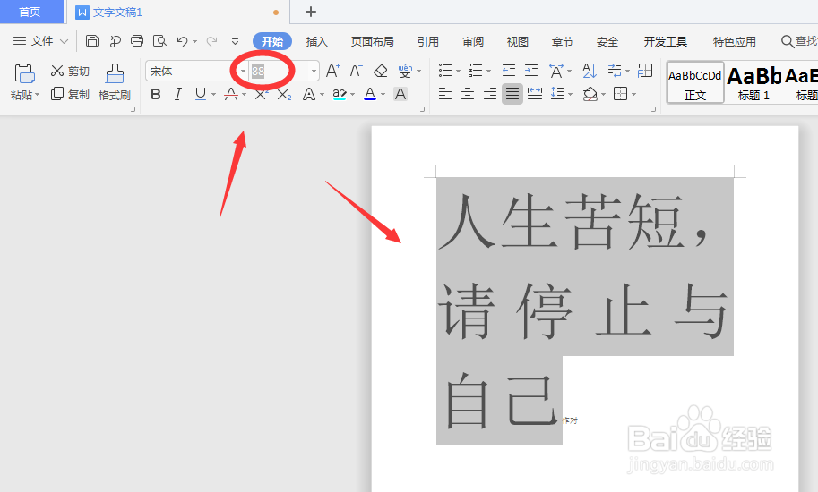 WPS文档中如何调整文字大小