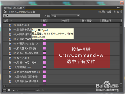 使用Photoshop给Premiere批量添加对白字幕