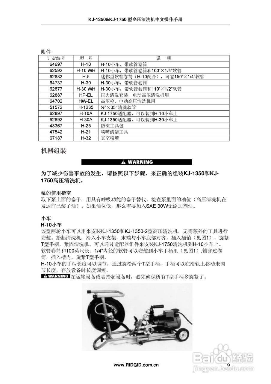 RIDGID 高压清洗机中文操作手册:[1]