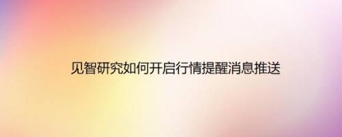 见智研究如何开启行情提醒消息推送
