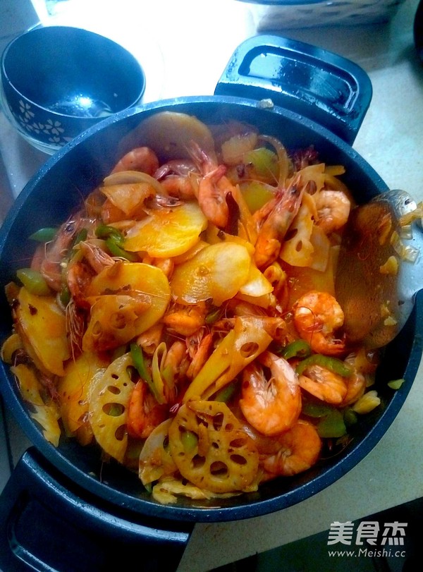 干锅虾的家常做法