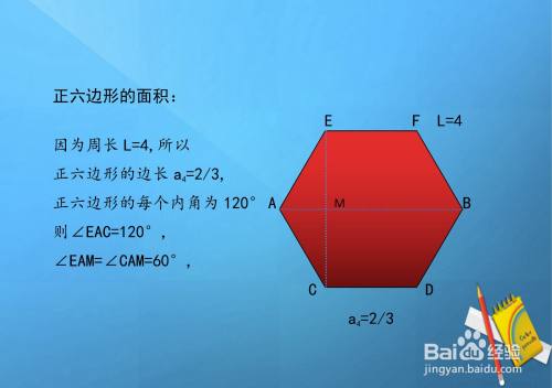 正六邊形面積計算:將正六邊形分解成2個等腰三角形和一個矩形,分別