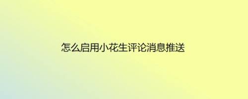 怎么启用小花生评论消息推送