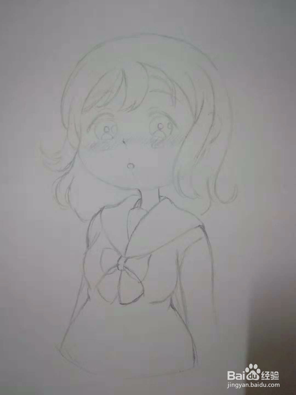 漫画水手服高中生人物手绘插画线稿教程