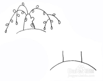 手绘简笔画之柳树景色的画法