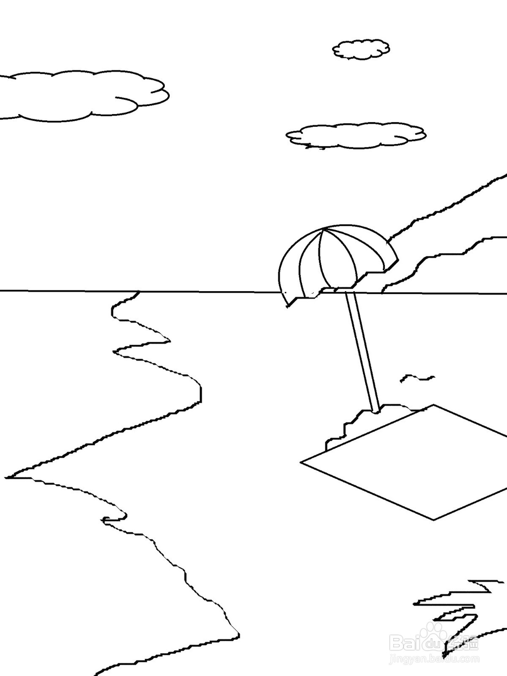 怎样简单画海滩风景画