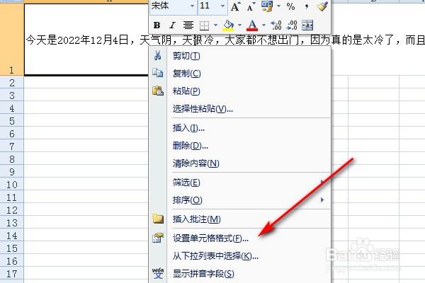excel中单元格的文字怎么自动换行